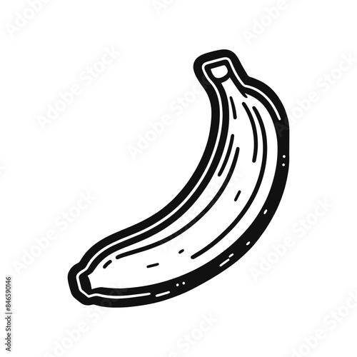 Black and White Minimal Banana Vector Silhouette