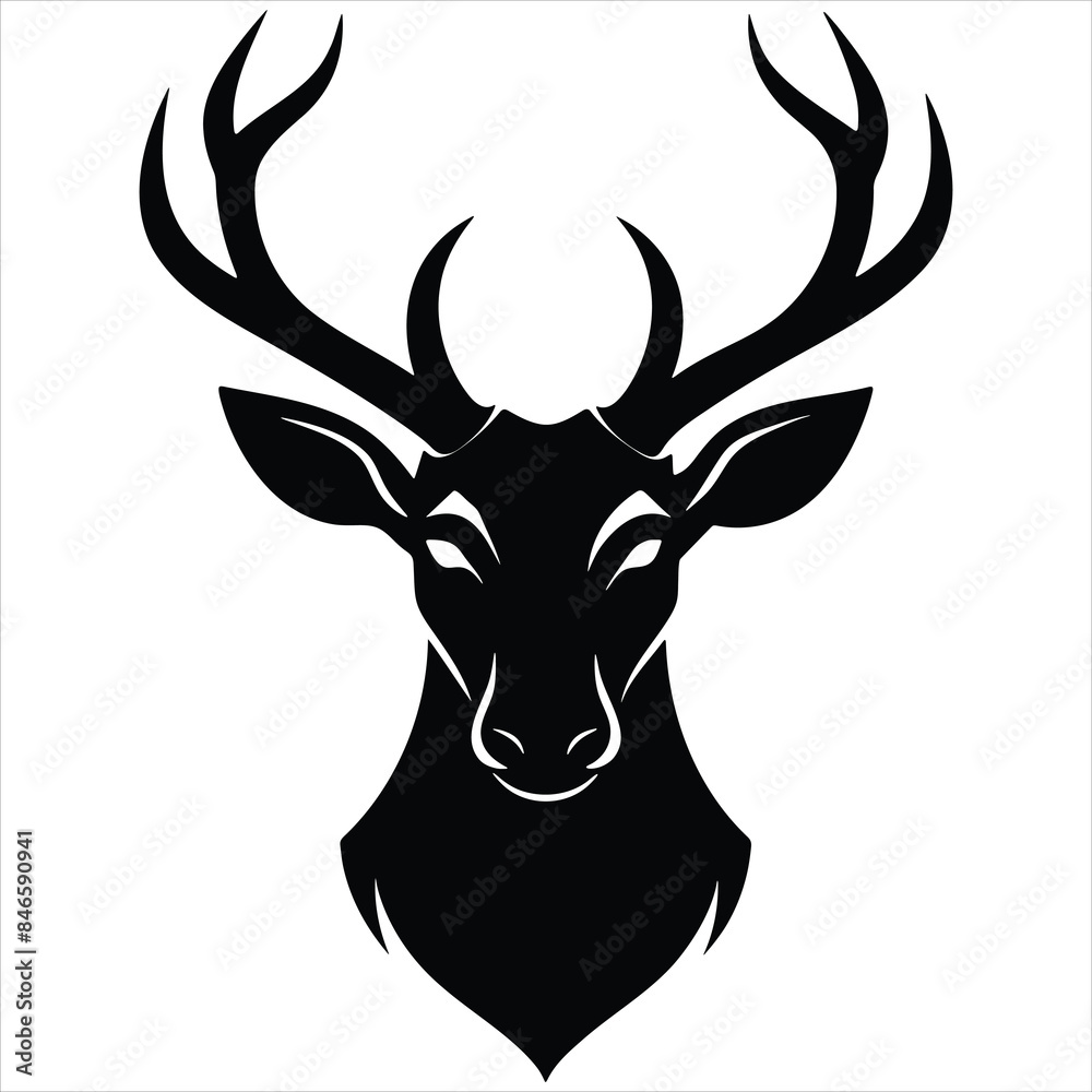Deer head silhouette on vector. Deer head silhouette on vector.