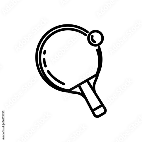 ping pong paddle, line icon, isolated background