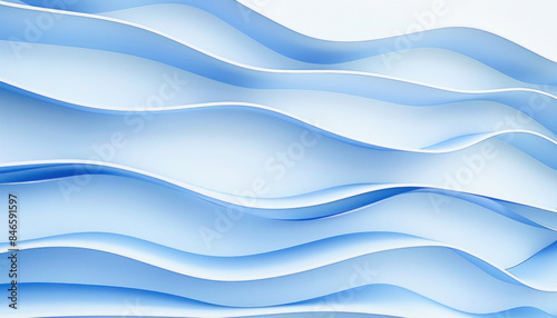 An intricate depiction of a vivid blue wave contrasting with a pristine white background