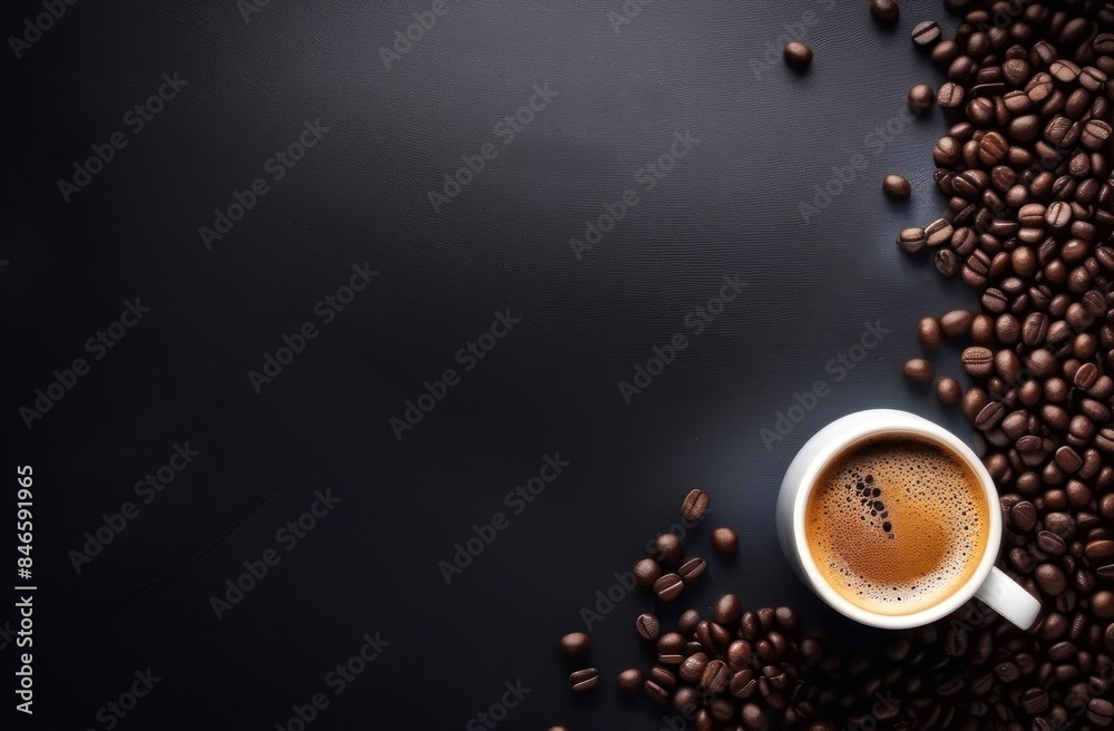 Indulge in the aroma of freshly brewed coffee with this minimalist coffee cup and beans image
