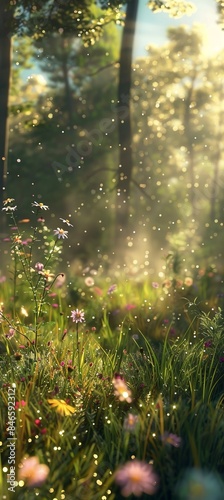 Sun Shines Through Trees and Grass © zz