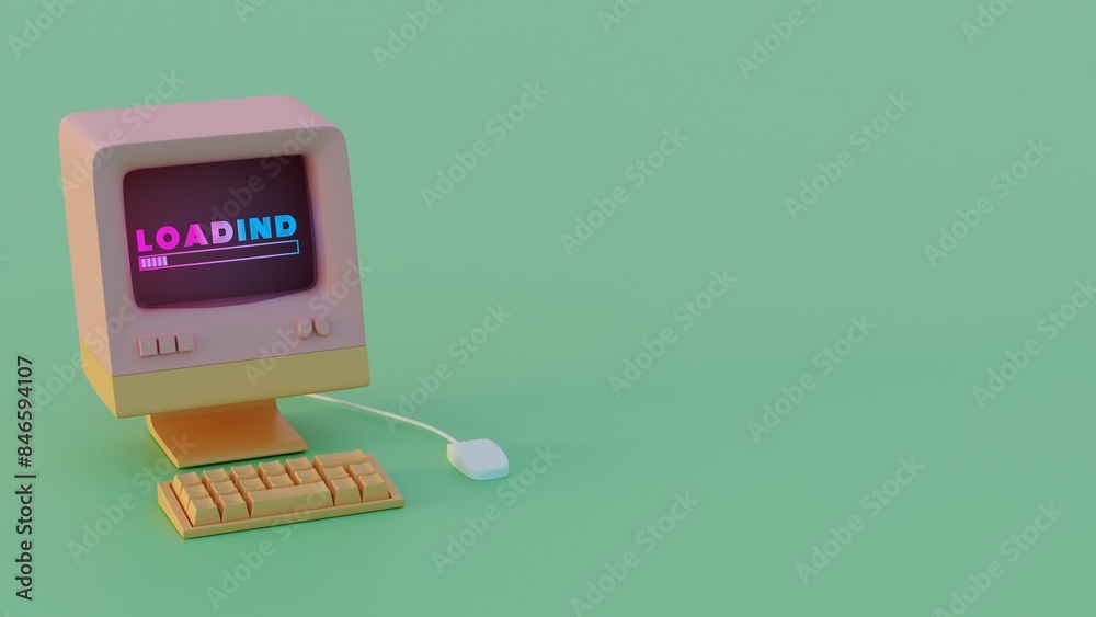 Retro Computer Loading Animation: Vibrant Neon Typography and Dynamic ...