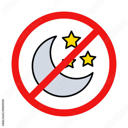 No Night Sign on White Background