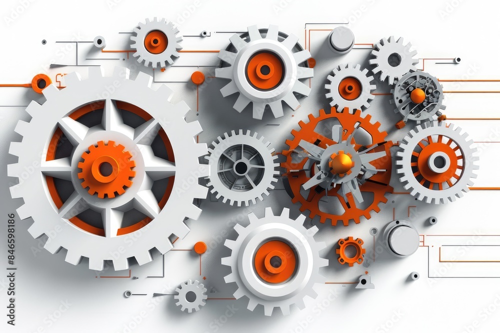 A pile of gears on a white background A pile of gears on a white background