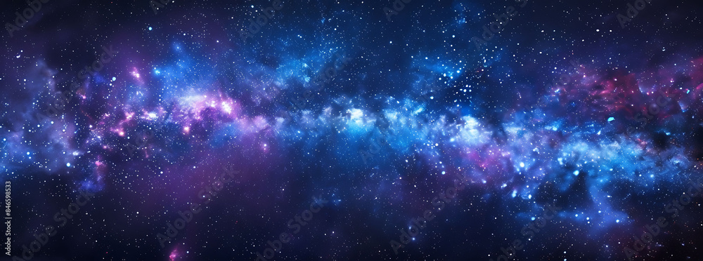 Naklejka premium Vibrant blue and purple nebula with countless stars