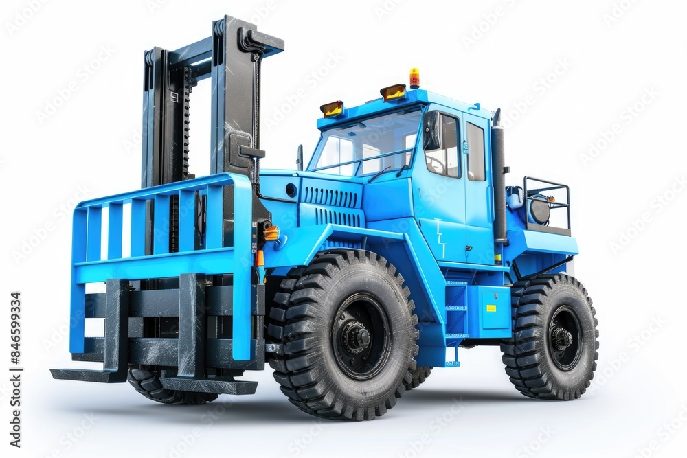 Naklejka premium Forklift with a white background and blue color