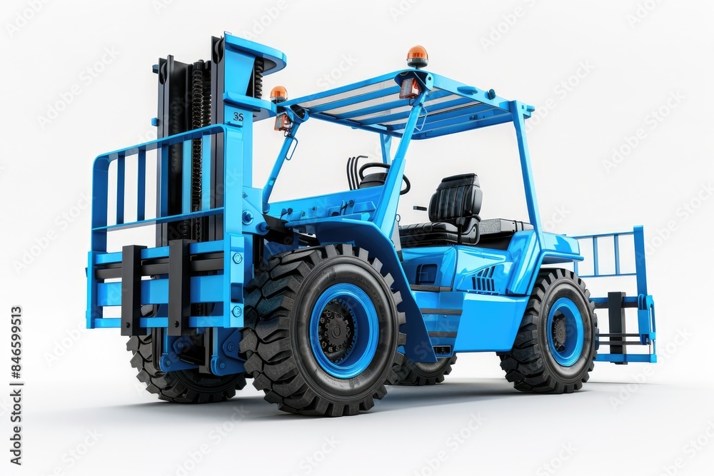 Fototapeta premium Forklift with a white background and blue color