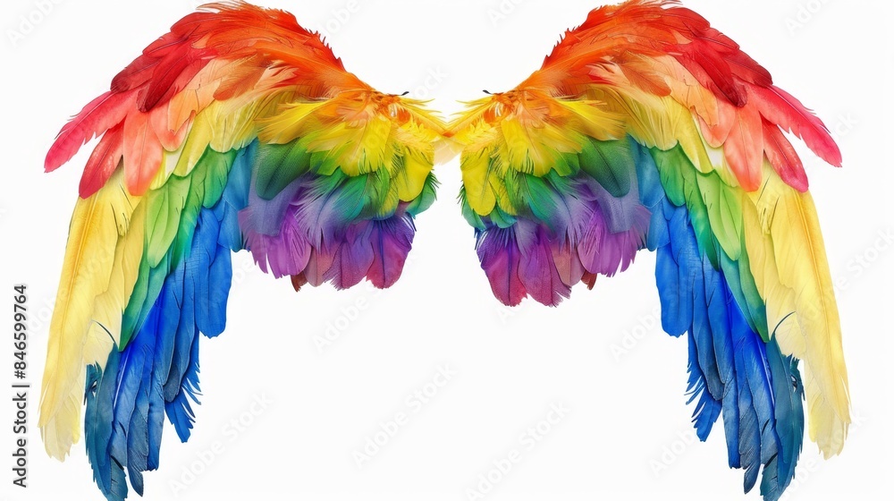 Fototapeta premium Colorful Rainbow Wings, Generative AI