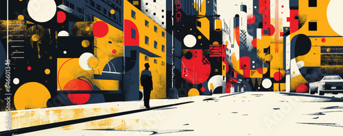 Urban street art mural with political and social commentary Vector flat minimalistic isolated illustration