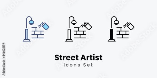 Street Artist icons vector set stock illustration