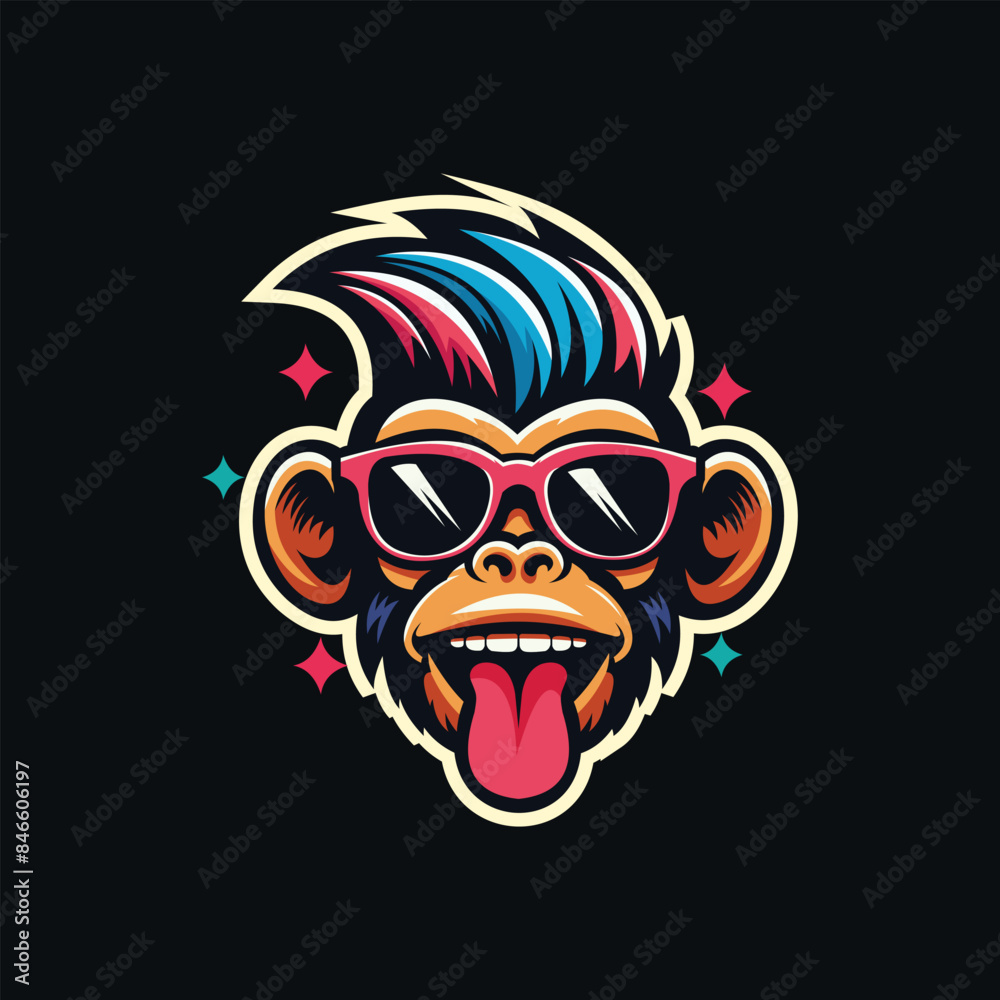 cool monkey wearing sunglasses illustration.