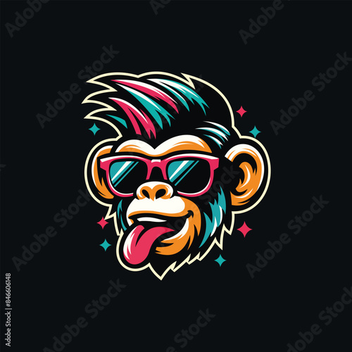 cool monkey wearing sunglasses illustration.