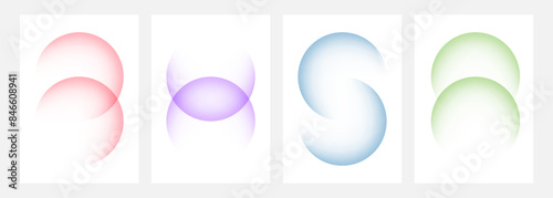 Set of color gradient round shapes. Futuristic abstract backgrounds with light soft colored spheres for creative graphic design. Vector illustration.