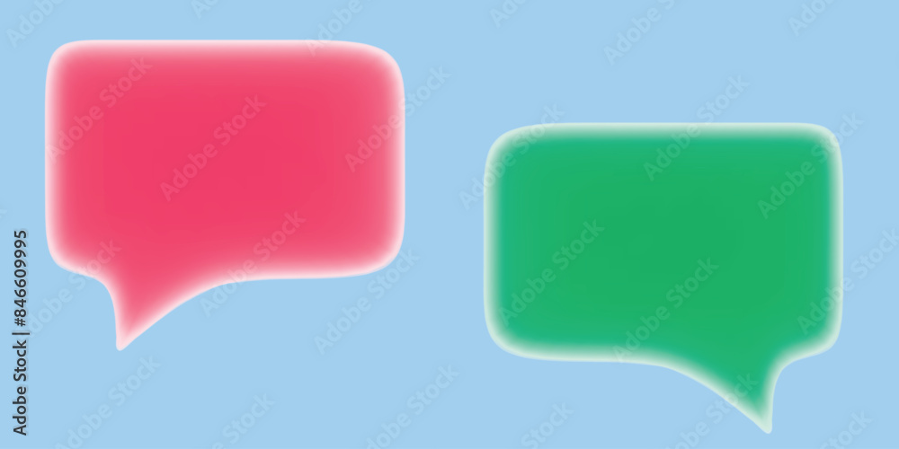 Red and green speech bubble pair Red and green speech bubble pair
