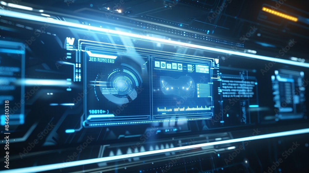 Fototapeta premium A Sleek Futuristic Floating Holographic Interface