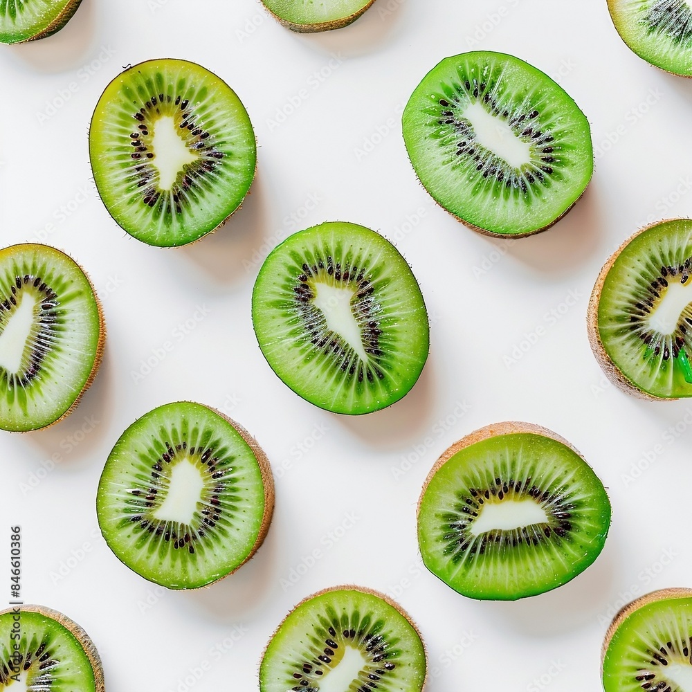 Fototapeta premium sliced kiwi fruits white background