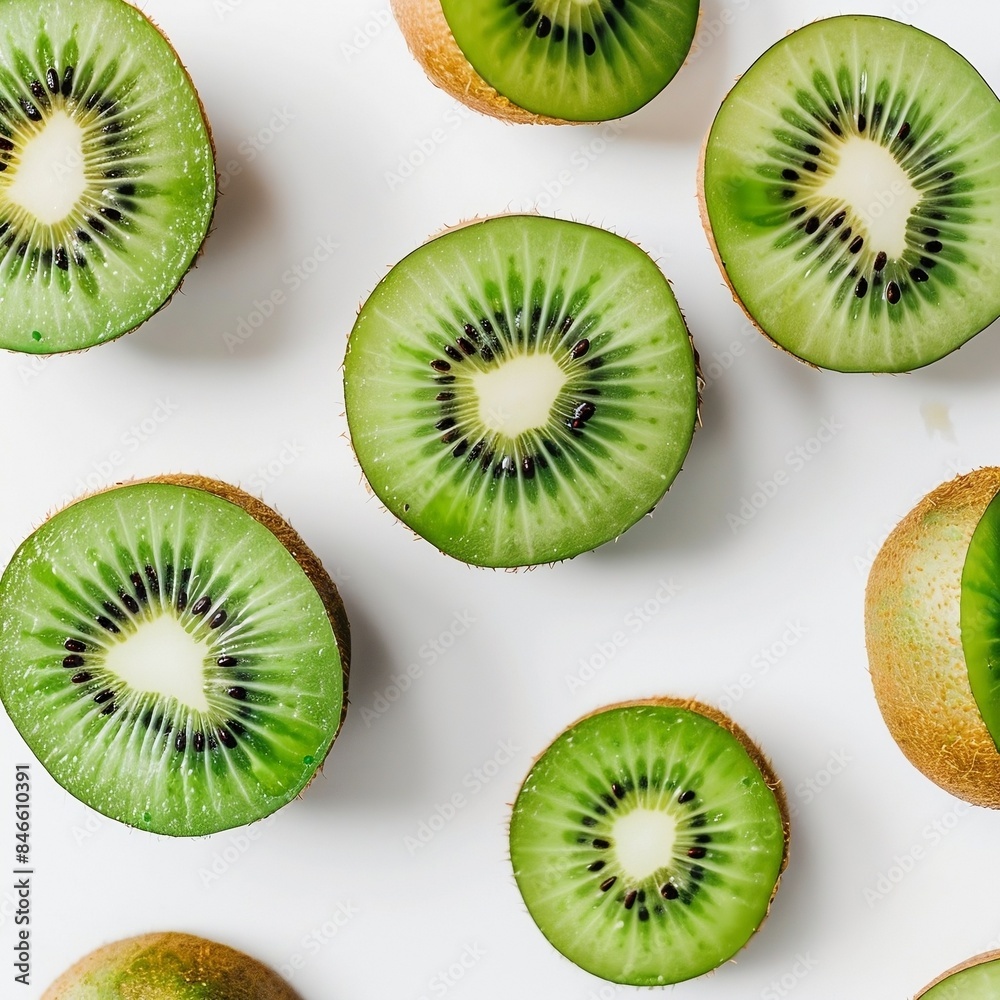 Fototapeta premium sliced kiwi fruits white background