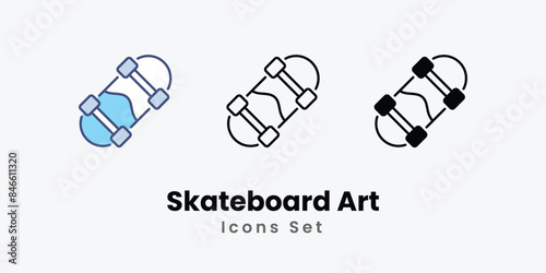 Skateboard Art icons vector set stock illustration