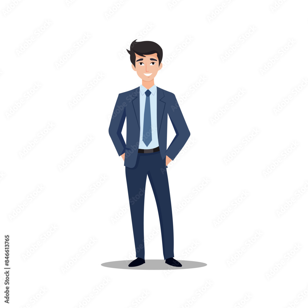 Businessman. Boss or successful executive. Businessman journalist, blogger or writer, copywriter, editor illustration