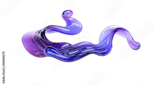 Blue purple gradient liquid abstract on transparent background
