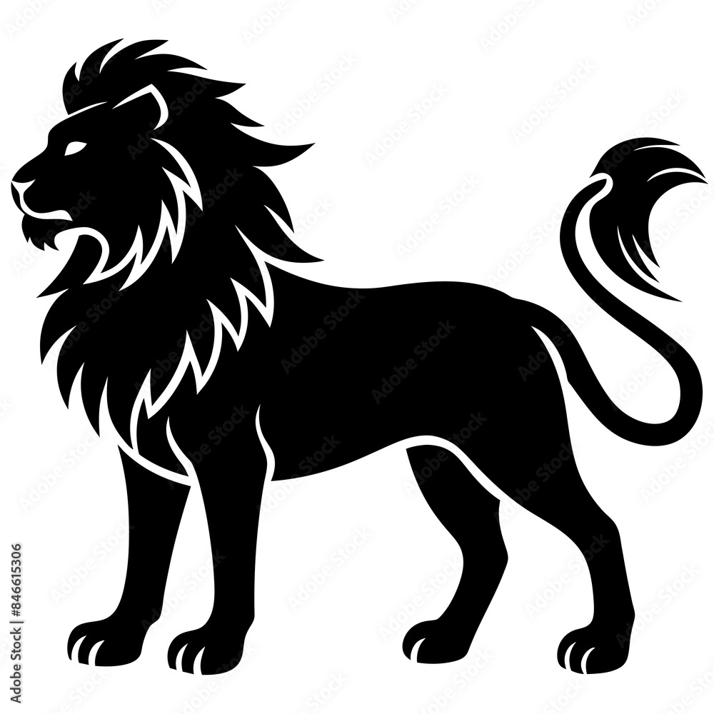 Lion vector silhouette on white background Lion vector silhouette on white background