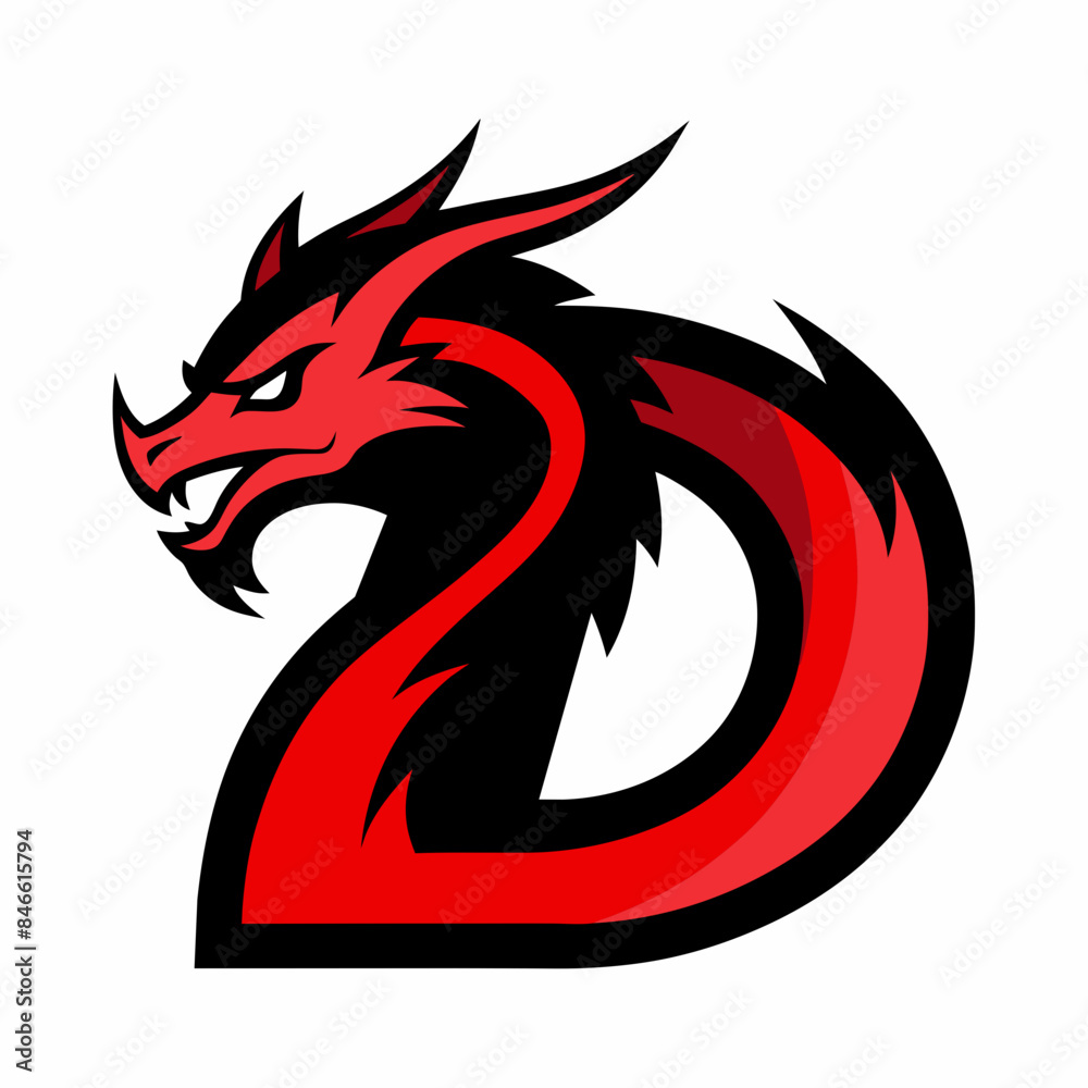'D' letter with a stylized dragon vector illustration 'D' letter with a stylized dragon vector illustration