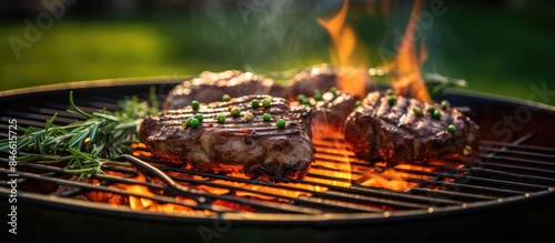 Grilled meat and veggies on...