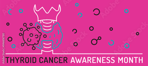 Thyroid cancer awareness month in september. Papillary thyroid carcinoma.