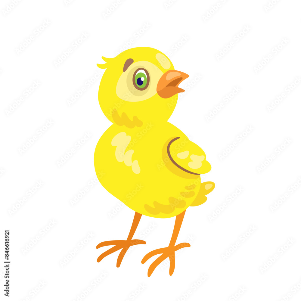 Funny yellow chicken. Isolated on white background. Vector flat illustration. Funny yellow chicken. Isolated on white background. Vector flat illustration.