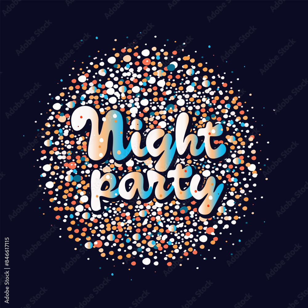 Fototapeta premium Night party. Glowing circle on dark blue background