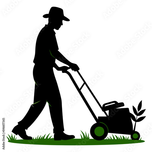 man mowing grass