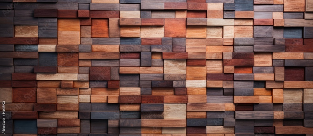Wooden block wall with a natural color texture, providing a modern contemporary design for wallpaper artwork with a copy space image. Wooden block wall with a natural color texture, providing a modern contemporary design for wallpaper artwork with a copy space image.