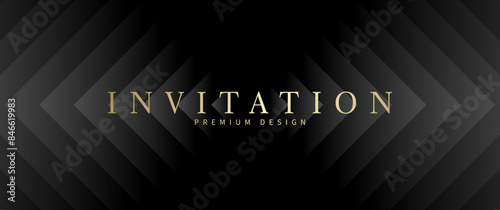 Elegant black and gold vector art background with geometric pattern and gradient. Luxury 3d illustration for cards, invitation, poster, wedding card, luxe invite, prestigious voucher. Premium template