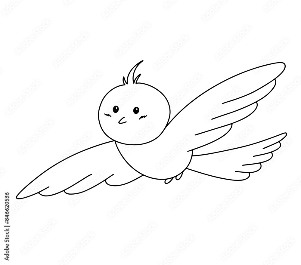 Obraz premium Hand drawing line of Flying bird isolated on transparent background. vector doodle illustration