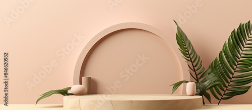 Beige background with podiu...