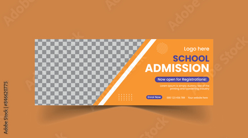 School admission banner template, admission banner