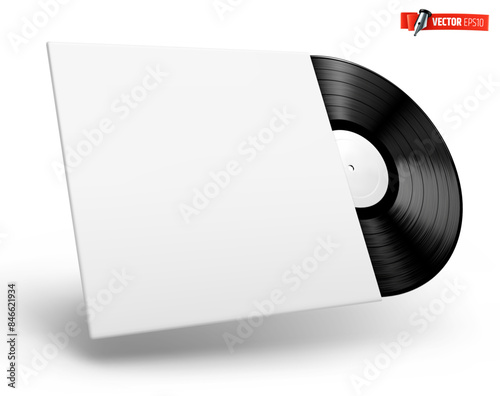 Vector realistic illustration of a vinyl record on a white background.