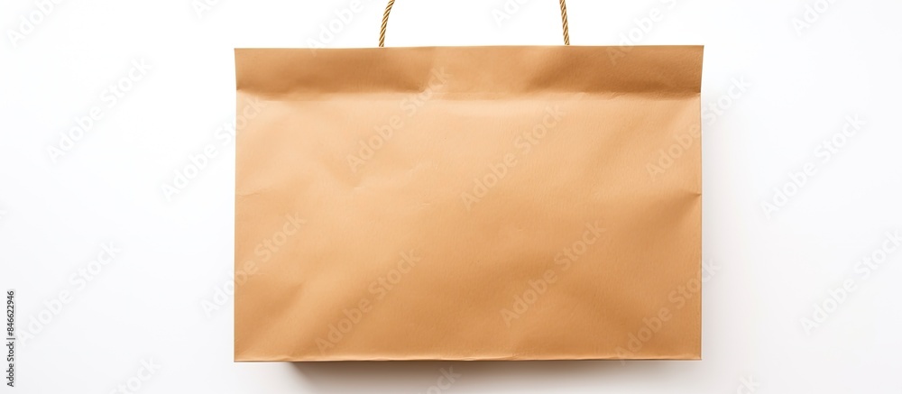 A woman holding an empty brown paper bag with a blank template isolated against a white background, ideal for advertising with copy space image. A woman holding an empty brown paper bag with a blank template isolated against a white background, ideal for advertising with copy space image.