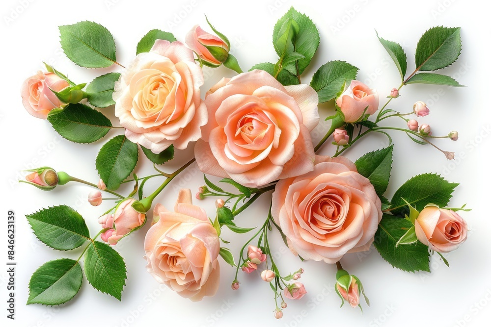 A bouquet of fresh flowers on a white background