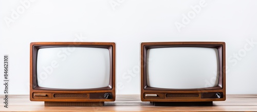 Vintage TV on a white woode...