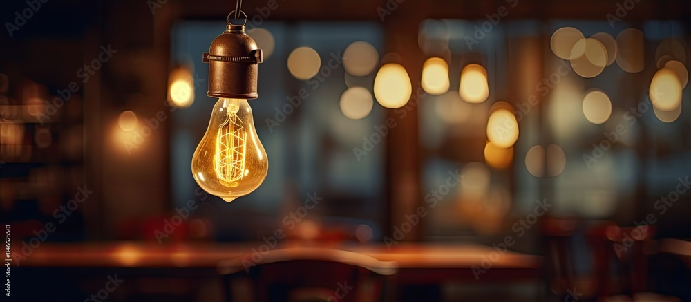 Antique lightbulb with copy space image of bar or cafe night ambiance. Antique lightbulb with copy space image of bar or cafe night ambiance.