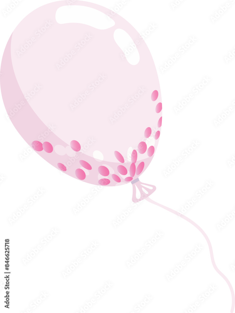 Flying balloon with rope in flat cartoon style. Transparent ball isolated on white background. . Vector illustration for celebrate and carnival.