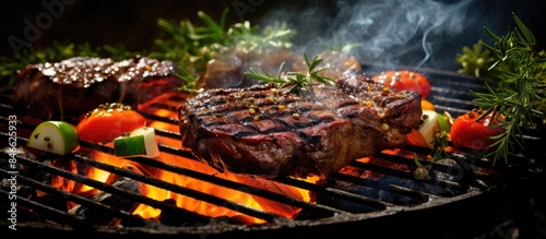 Grilled meat and veggies on...