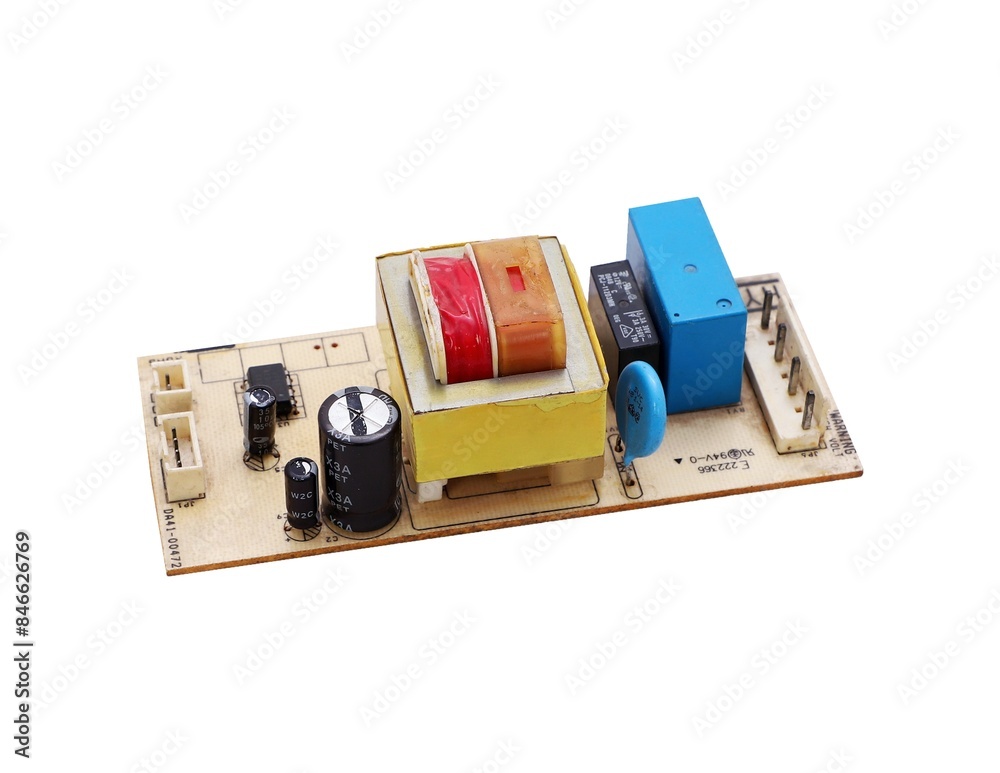Electronic Power Supply Board on White Background Electronic Power Supply Board on White Background