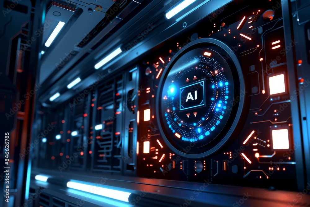 AI futuristic interface in a high tech environment, showcasing advanced technology and artificial intelligence AI futuristic interface in a high tech environment, showcasing advanced technology and artificial intelligence