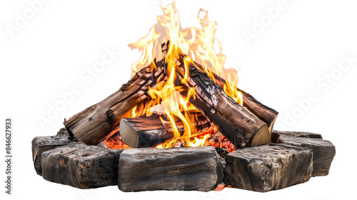 Camp fire on a transparent background photo