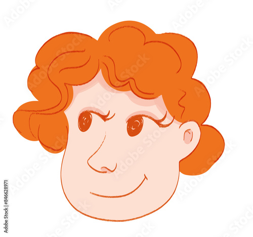 Vector illustration of a girl with ginger hair