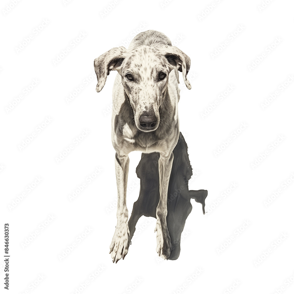 Fototapeta premium Watercolor illustration of one Borzoi dog on white background.