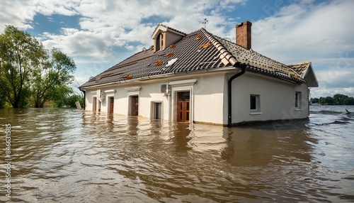 One-Story House Submerged: The Aftermath of a Devastating Flood"